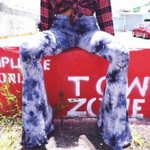 Festival Bell Bottoms, Blue Tie Dye worn once